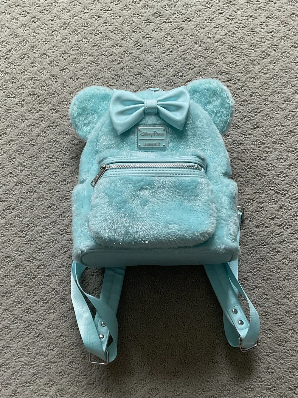Loungefly Mint Plush Bear-Ear Kids Mini Backpack with Bow